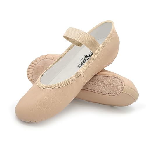 Chaussures de ballet en cuir avec coque élastique pour un ajustement parfait