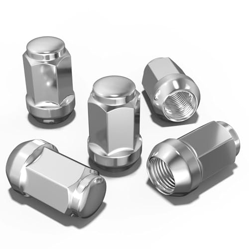 Image of Sposuit 5 Pcs M12x1.5 Chrome Lug Nuts, 19mm Hex - Replacement for Chevy | Compatible with Chevrolet Cruze, Equinox, Malibu, Trax, Honda Civic, Dodge Journey, Grand Caravan, Ford Fusion, Focus, Escape