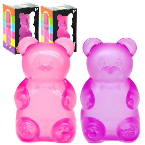 2 Packs Gummy Bear Toys, Stress Bear Squishy Ball, Sugar Filled Squishy Toys, High Density Squeeze Balls for Students Calming - Ultra-Soft Decompression Venting Toys
