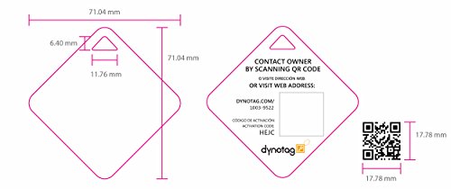 Dynotag® Web Enabled Smart Id Tag, Delue Steel Tag With Braided Steel Loop, With Dynoiq™ & Lifetime Recovery Service. Diamond (Orange Split) #TOP5