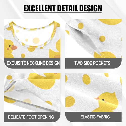 ALAZA Cute Yellow Duck Polka Dot Pajamas Short Sleeve 2 Piece Sleepwear Top and Bottom Pajama Set Unisex4