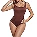 Women's Bodysuit Sleeveless Square Neck One Piece Bodysuit Tops Tummy Control Bodysuits Fashion Shapewear Coffee