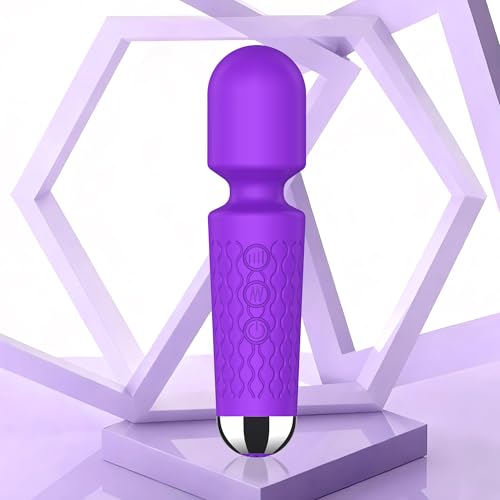 Handheld Cordless Mini Massager, Powerful Quiet with Waterproof, 20 Modes & 8 Speeds Vibration Wand for Back Neck Shoulders, Muscle Soreness Relief & Recovery (Purple)