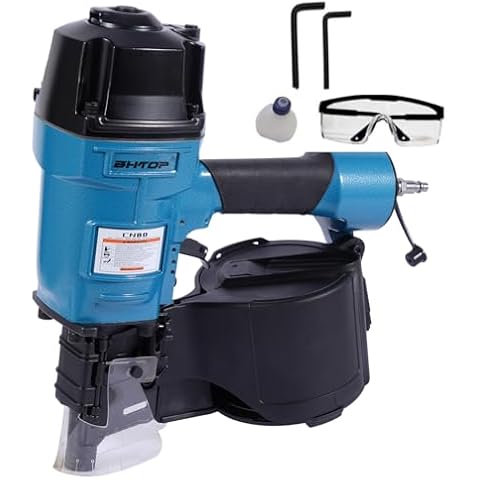 BHTOP CN80 Coil Siding Nailer, 15 Degree Air Coil Nail Gun, 2 inch to 3-1/4-inch Coil Framing Nailer for Siding Sheathing Wooding Fencing Decking Cover