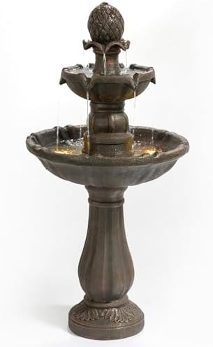 bird bath with waterfall feature that will transform your garden 5 Warm Garden 3 Tiered Outdoor Water Fountains –42.2 in. Tall, Like Stone Bird Bath for Outside, Elegant Waterfall Feature for Garden, Yard, Patio, Home Decor (Bronze Color)