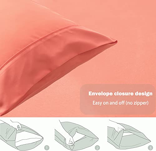 Ayasw Pillow Cases Queen Size Set Of 2 Double Brushed Microfiber Pillowcases Two Pack With Envelope Closure Wrinkle, Fade, Stain Resistant Coral 20X30 Inches #TOP3