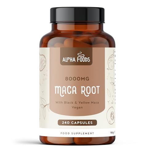 Maca Noire et Jaune 10:1 8000mg | 240 Gélules Vegan (8 Mois) | Ha...