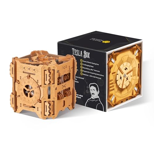 Tesla Puzzle Box - 3D Brain Teaser Puzzle for Adults - Wooden Treasure Chest - Money Puzzle Box for Cash Gift - Escape Room Game