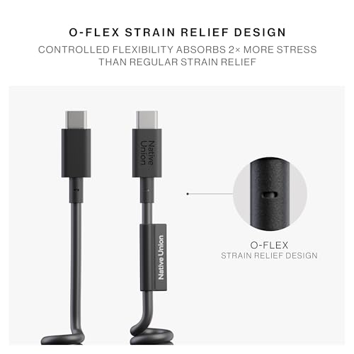 Image of Native Union USB-C Pop Cable XL - Coiled Extendable - 7.9ft Ultra-Strong Charging Cable Compatible with iPhone Air, 17e, 17 Pro Max, iPad Pro M5, Galaxy S26, Fold 7 (Black)
