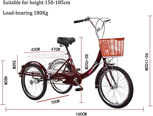 Triciclo Paseo para Adultos 20" Vino Rojo miniatura 2