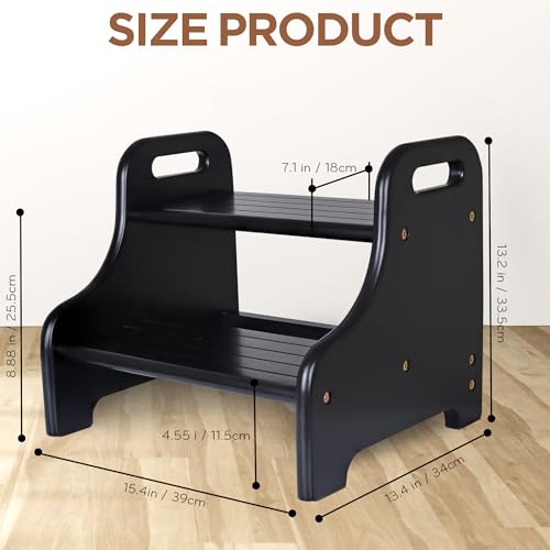 Demigo DEMISTFC Acacia 2-Step Stool For Kid, Toddler Wood Step Ladder thumb #1