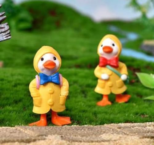 Image of VRB Dec 4 Pcs Miniature Showpiece Set for Home Decor,Car Dashboard,Valentine,Living Room,Gifts Figurines,Cake Decoration Items,Figurines for Home Decor. (4 Pcs Duck Umbrella Miniature)