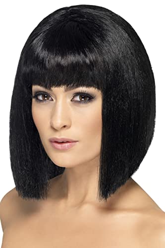 Smiffys Perruque coquette, noire, cheveux courts avec frange M