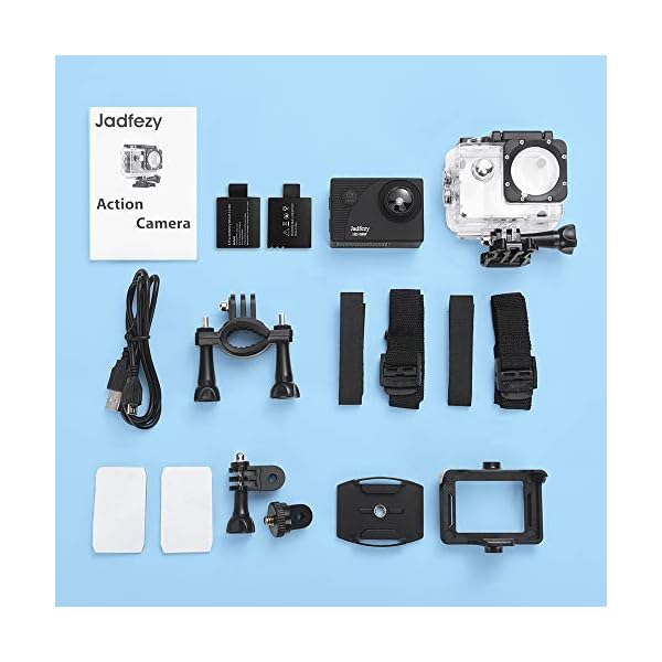 Jadfezy Action Cam FHD 1080P/12MP, Unterwasserkamera wasserdicht bis 30M, 140 Grad Weitwinkel Action Kamera mit Zwei 900 mAh wiederaufladbare Akkus und Zubehör-Set – Bild 7