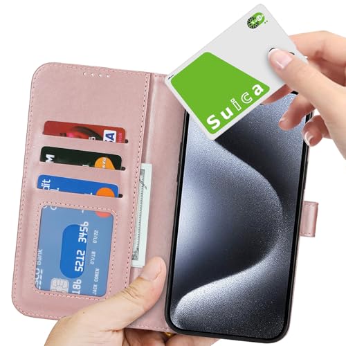 Image of for iPhone 15 Pro Case Wallet with Card Holder,for iPhone 15 Pro Wallet Case for Women Men,PU Leather Shockproof Magnetic Buckle Stand Flip Phone Case-Rose Gold