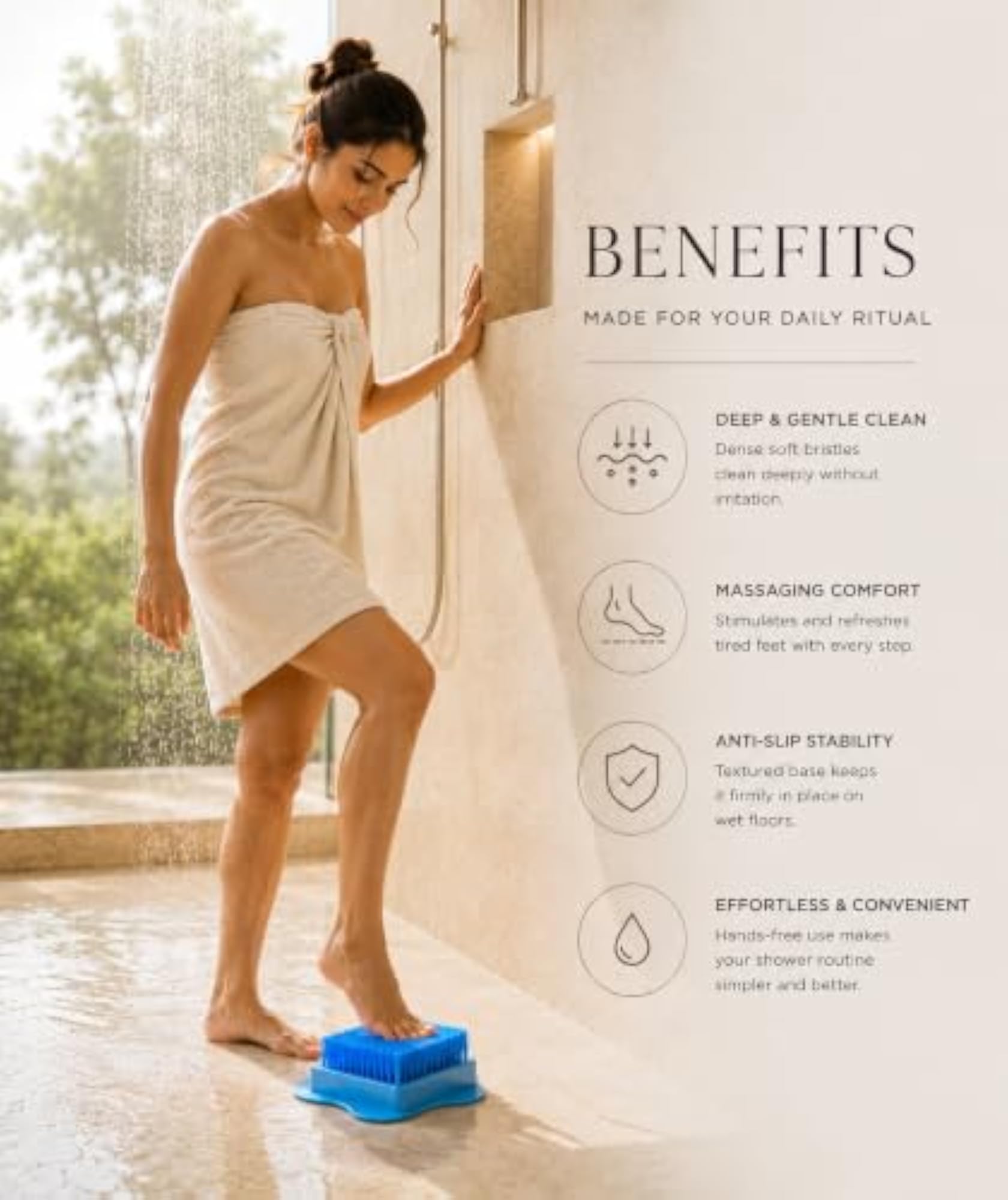 Premium Silicone Shower Foot Scrubber Mat with Suction Cups