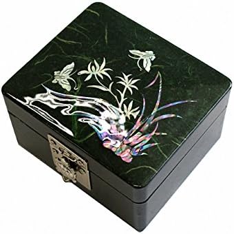 Lacquer Ware Iinlaid New Mother of Pearl Handcrafted Jewelry Case,jewel Box Trinket Box Orchid Design