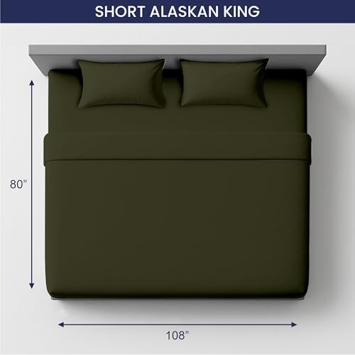 Image of SGI 108 inchx80 inch 4 Pc Short Alaskan King Sheet Set 600 TC 15 inch Deep, Olive Green