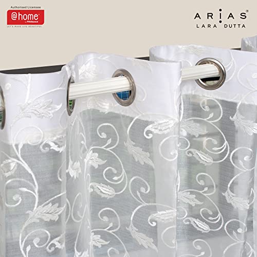 Image of @home by Nilkamal Arias Luxuria Sheers Floral Window Curtain Set of 2 White