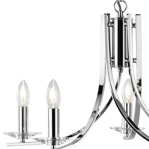 Searchlight Elegante Lampada A Sospensione Ascona Cromo 5 Luci - 4