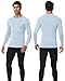 Poekuao UPF 50+ Compression Shirt for Men Long Sleeve Cool Dry Workout Undershirts Breathable Athletic Base Layer for Sports Running Light Blue L
