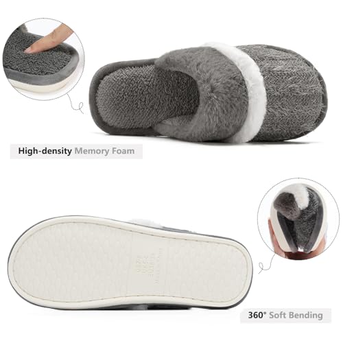 Image of GOEWY Cozy Slippers for Women Indoor and Outdoor Fuzzy House Shoes with Memory Foam Anti-Skid Sole Gifts for Women Mom Ladies