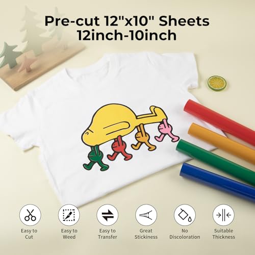 Image of HTVRONT HTV Heat Transfer Vinyl, 18Pack 3-in-1 Variety HTV Vinyl Pack | HTV Vinyl with Glitter, Chameleon & PU Iron On Vinyl for T-Shirts - Easy to Cut & Weed, Compatible with All Cutting Machine