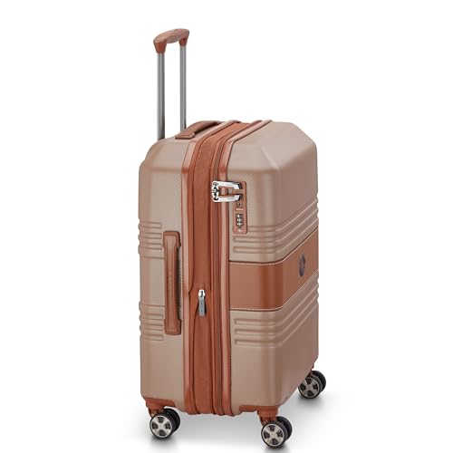 Image of DELSEY PARIS Paulette 58 cms Small Cabin ABS /Polycarbonate Hard Sided 8 Wheels and Expandable Spinner Suitcase /Trolley Bag for Travel with TSA Lock- Brown