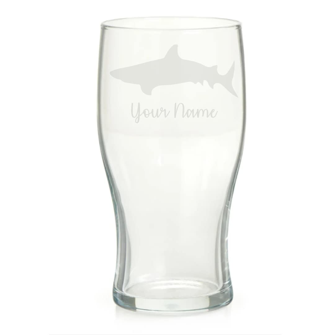 Personalised Shark Engraved Pint Glass, Gift for Women, Gift for Men