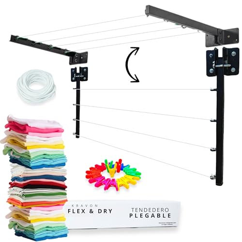 Consejos para Comprar Tendedero Ropa los más recomendados. 50 Genérico TENDEDERO RETRACTIL Pared - Tendedero para Ropa; Colgador de Ropa; Tendederos retractiles Exteriores; TENDEDEROS; Tendederos Plegables para Interiores; Tendedero Plegable...