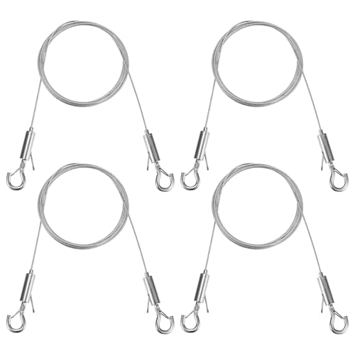 Image of M METERXITY 4-Pack Adjustable Picture Hanging Wire Kit, 2mx1.5mm Mirror Hanging Wire, Holds Up to 132lbs(60kg) 6.6FT Picture Frame Wire for Billboards /Basket /Flowerpot