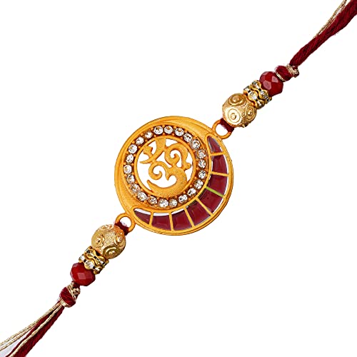 Image of eCraftIndia Blue Golden Beautiful Flower Designer Rakhi for Brother | Raksha Bandhan Rakhi for Bhai Bhaiya