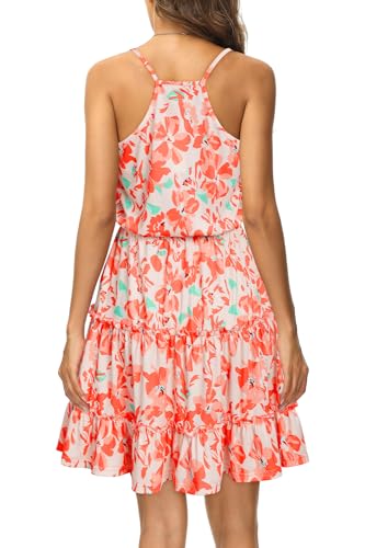 Image of Newshows Women's Summer Casual Dress Cute A Line Ruffle Hem Flattering Fit Beach Vacation Sundress