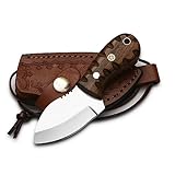 HotSteel Handmade Neck knife Carbon Steel Mirror Polish Full Tang knife 5'' Mini fixed blade knife-Bushcraft knife-Camping knife-Hunting knife with leather sheath
