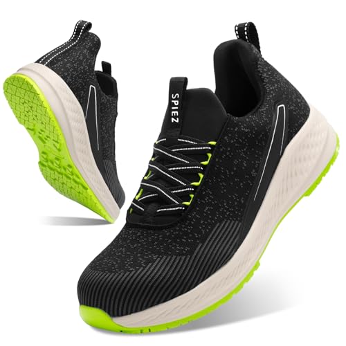 SPIEZ Slip-On Safety Shoes for Men & Women - Non-Steel Composite Toe, Fashion Sneaker Design, Hands-Free Convenience, All-Day Protection, US 5.5-13.5