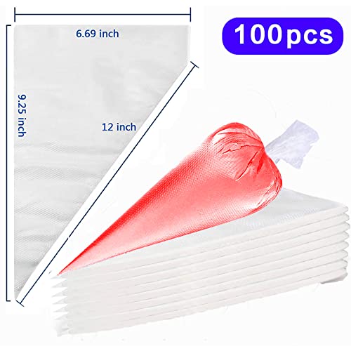 100 Pieces Piping Bags Disposable - Tipless Piping Bags | Pastry Bags | Icing Piping Bags | Frosting Bags for Cake Cookies Baking Decorating