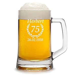 Bierglas Personalisiert mit Gravur – Bierkrug mit Name, Jahr und Geburtsdatum – Bierseidel 500ml Geschenkidee zum…