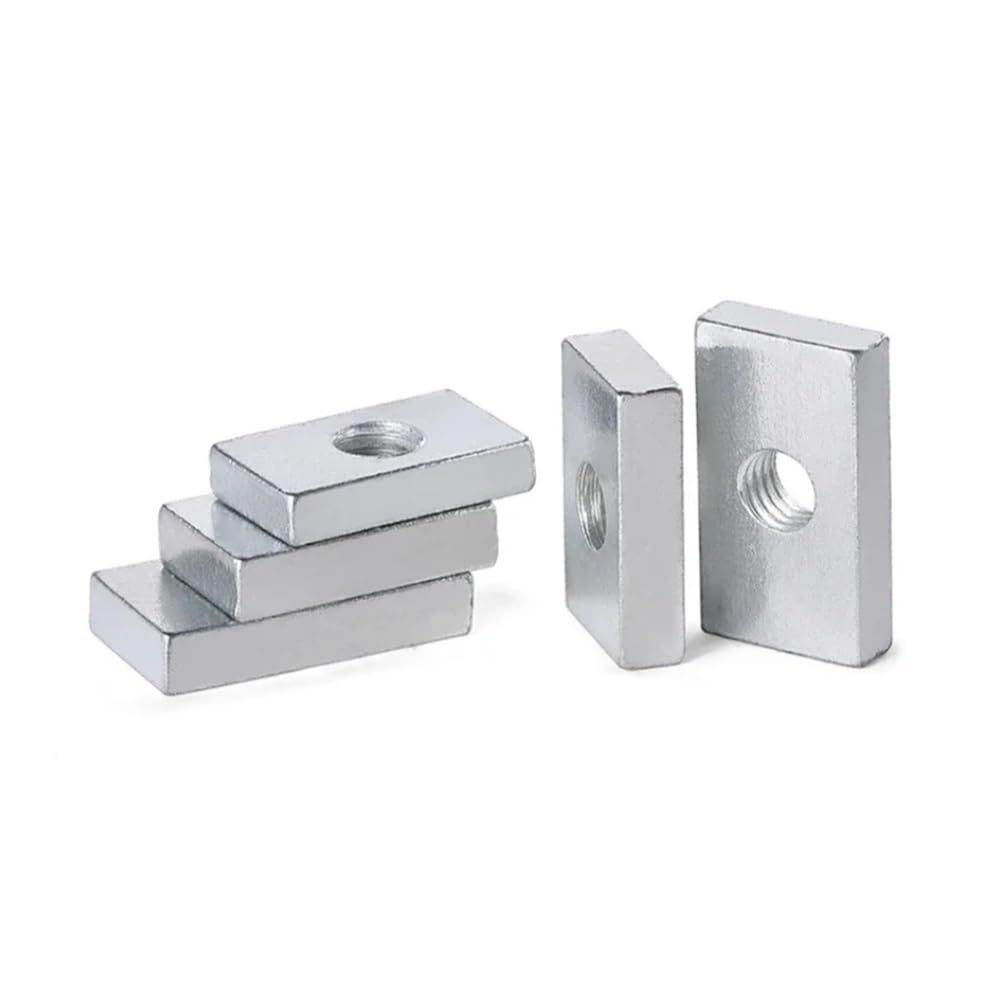 Dado a Mano 5-50 Pezzi M3 M4 M5 M6 M8 Dado Quadrato in Acciaio al Carbonio zincato Dadi rettangolari Dadi a Blocco Scorrevole Sottile Accessorio per Profilo in Alluminio(M5x7x10x3mm-50pcs)