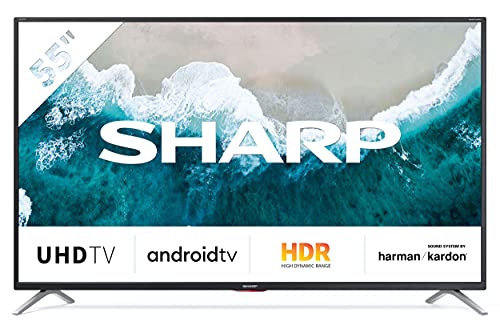 Sharp Aquos 55BL6E - 55' Smart TV 4K Ultra HD Android 9.0, Wi-Fi, DVB-T2/S2, 3840 x 2160 Pixels, Nero, suono Harman Kardon, 4xHDMI 2xUSB, 2021 [Classe di efficienza energetica A]
