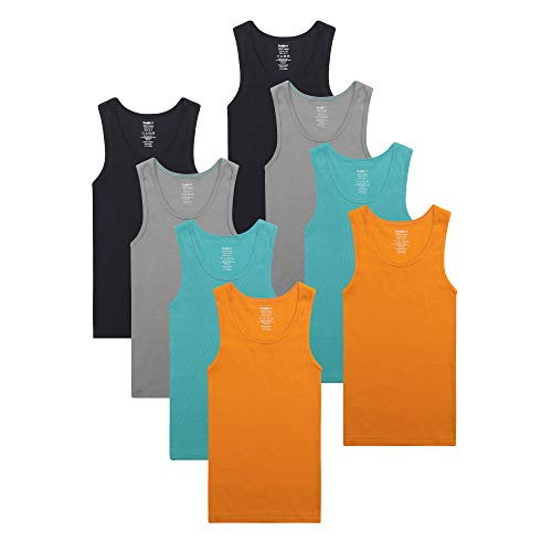Buyless Fashion Boys Scoop Neck Tagless Undershirts Soft Cotton Tank Top (10 Pack)