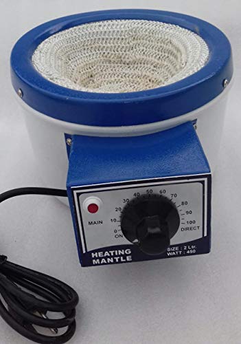 110v Heating Mantle 2000mL / 2 Liter for Round Bottom Flask 450 Watts Overall Size 30.48 cms x 16.25cms x 22.098cms and Inner Sleeve Size 17.018 cms