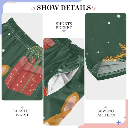 Xmas Corgi Dog Tree Boys Long Pants Soft Trousers Elastic Waist Kids Lounge Bottoms with Pockets S-XL4