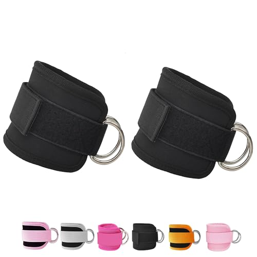 Fitness-Ankle-Straps-for-Cable-Machines-2-Pack-Comfortable-Adjustable-Padded-Ankle-Wrist-Cuffs-Kickback-Glute-Workouts-for-Men-Women-D-Ring-Leg-Straps-with-Neoprene-Padding