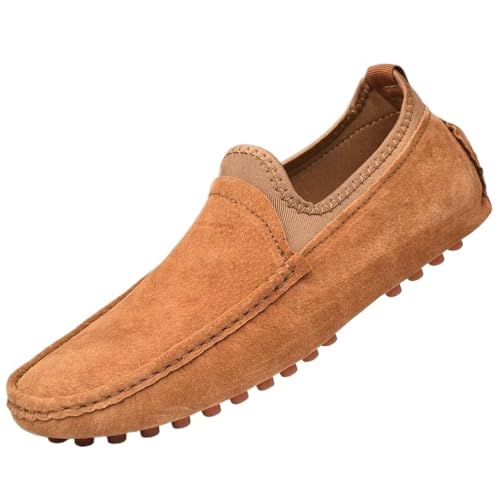Mens Loafers Moccasins Shoes Solid Colors Flat Heel Slip on Anti-Slip Flexible Resistant