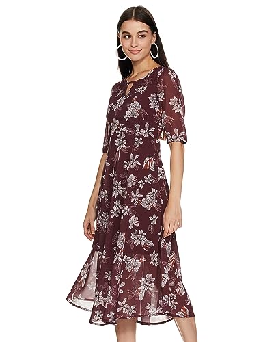 Image of Amazon Brand - Eden & Ivy Women's Georgette Fit & Flare One Piece Midi Length Dress (with Lining)