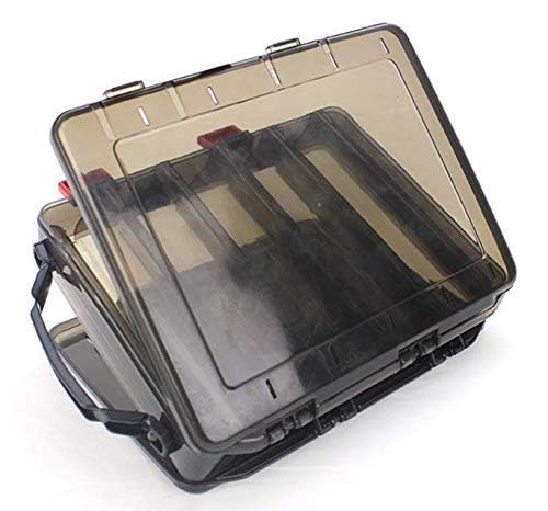 KöderBox Fischköder Box Tackle Box Hardbait Köder Box,Angelköder Box,Doppelseitig Jig, Minnows, Haken, Zubehör, Aufbewahrungs Box (Grau(10 Gitter))