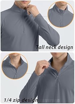 MAGCOMSEN UV-shirt voor heren UPF 50 met 1/4 rits, functioneel shirt met lange mouwen, rashguard, sportshirt, sweatshirt, longsleeve, 04, donkergrijs, XL