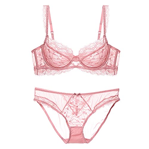 Ensemble de lingerie 2 pièces rose avec soutien-gorge push-up non rembourré 75 C