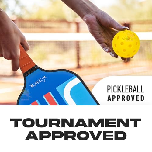 Image of Wishkey Pickleball Balls Pack of 4 Yellow 40 Hole Outdoor Indoor Pickleball Balls 74mm Official Size High Bounce Durable for Paddles Lightweight Balanced for All Skill Levels