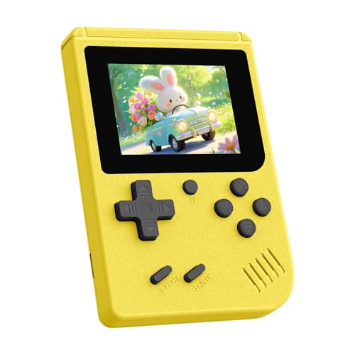 Retro Gaming Console, Built-in 400 Classic Retro Game Console, 3.0 Inch IPS Screen Retro Handheld Game Console, 1020mAh Rechargeable Battery, Portable Arcade Video Gaming Console (Yellow)